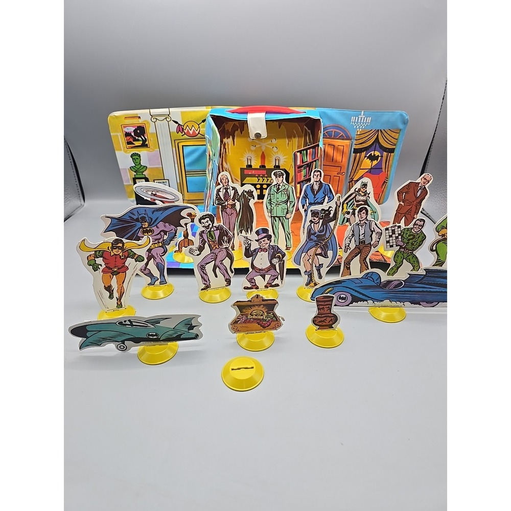 Batman & Robin 1973 Ideal Vinyl Foldout Play‎ Set Cardboard 19 Figures 20 Stands